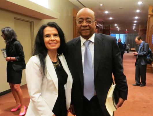 Dr. Mo Ibrahim with Teresa Studzinski, President, GAPWM., A Foreign Policy Association of NY event at the United Nations headquarters in New York.2014.